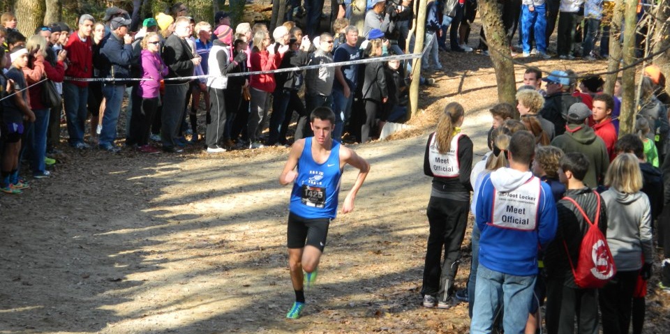 Chantilly's Sean McGorty maintains his lead at the Footlocker south regional.       Photos by Ed Lull