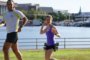 Katie Sheedy and husband Bill Goodrich running along the Tidal Basin. Photo: Cheryl Young