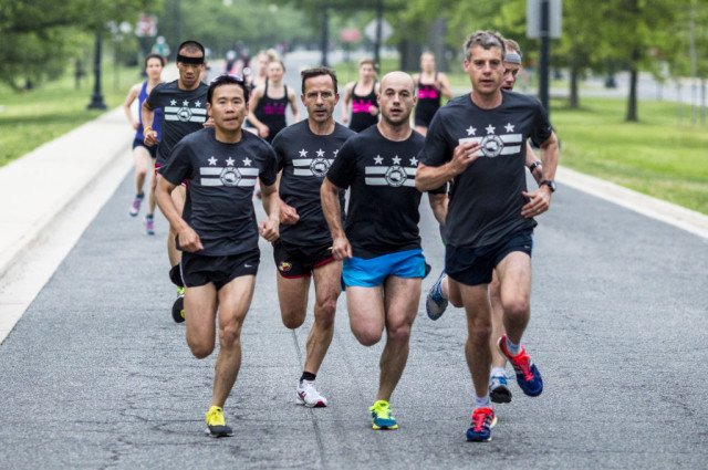 Dan Yi and Alan Pemberton (first and second from the left in the foreground) have built a steady following on Hains Point. Photo: Dustin Whitlow