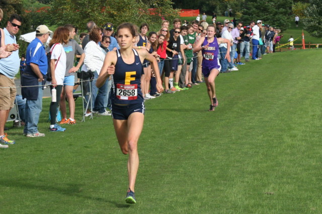 Sami King holds off Page Lester for the Georgetown Prep title. Photo: Charlie Ban