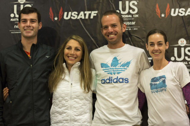 Christo Landry, Sara Hall, Aaron Braun and Molly Huddle. Photo: Dustin Whitlow 