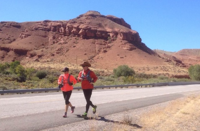 Ashley Donovan and Adam Meyer run outside of Dubois, Wyo. Photo: Courtesy of Donovan and Meyer