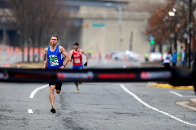 Kevin McNab nabs the win at the Love the Run You're With 5k. Photo: Brian W. Knight/Swim Bike Run Photography