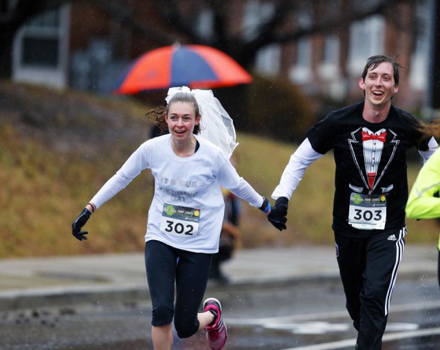 The pair was due at their own wedding later in the day. Photo: Swim Bike Run Photography