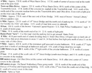 Detailed notations about course markings for the Cherry Blossom Ten Mile Run.