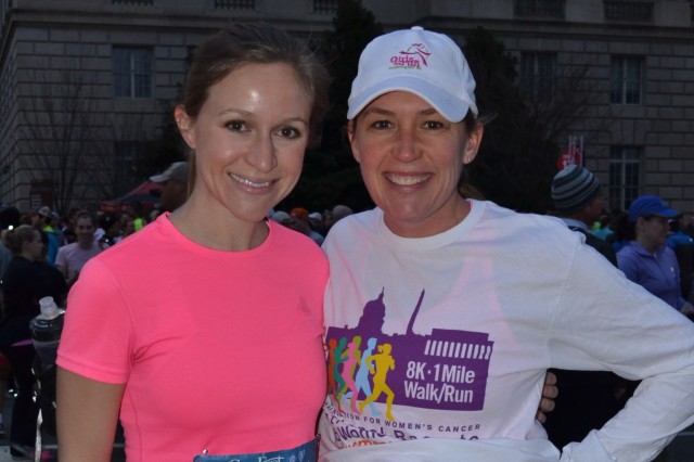 Amelia McKeithen (left) before the 2014 Rock 'n' Roll USA Half Marathon, for which she was the top fundraiser for Girls on the Run DC. Photo: MarathonFoto