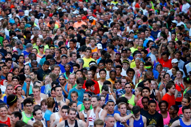 The corral is about to burst at the seams before the Crystal City Twilighter. Photo: Brian W. Knight/Swim Bike Run Photography 