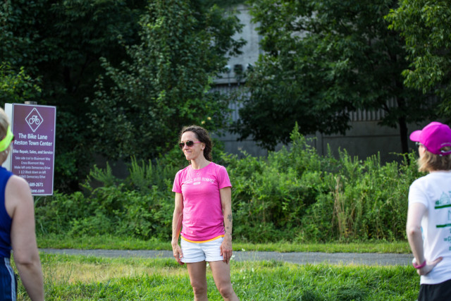 Meghan Ridgley coaching some of her runners. Photo: Dustin Whitlow