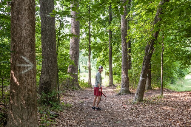 Mike Stubbs walks this Bullis School's cross country course. Photo: Marleen Van Den Neste 