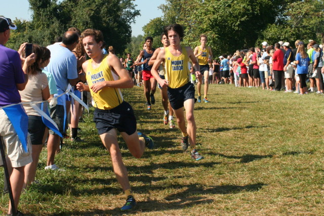 Mount Tabor's pack passes the 1.5 mile mark. Photo: Charlie Ban