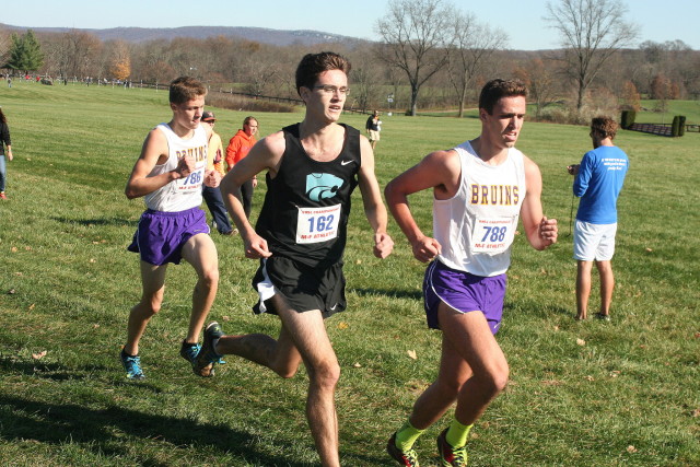 Centreville's Brian French kicks down the final straight with Lake Braddock's Ben Fogg. Photo: Charlie Ban