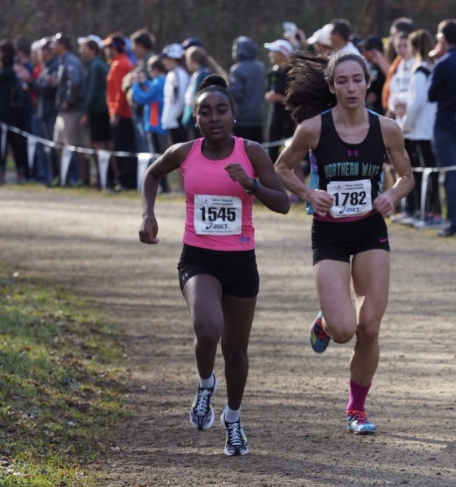 Weini Kelati leads Nevada Mareno in the Foot Locker South regional. Photo: Roger Colaizzi