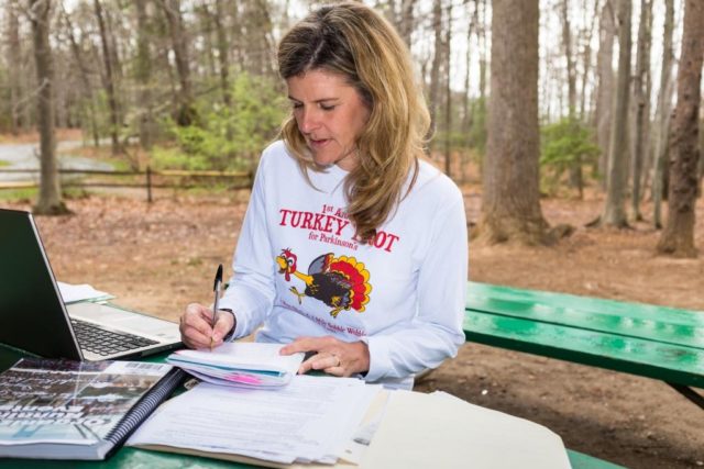 Juliet Neal with mementos from the inaugural Turkey Trot for Parkinson’s. Photo: Dustin Whitlow/DWhit Photography 