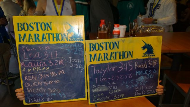 A selection of Montgomery County Road Runners Club finishers' times at the 2016 Boston Marathon. Photo: Ken Trombatore