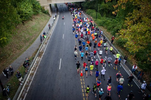 Rock Creek Parkway during the Marine Corps Marathon. Photo: Jimmy Daly