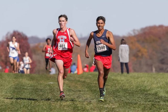 Patrick Lynch and Saurav Velleleth kick down the fight straight at the Virginia state championships. Photo: Bruce Buckley