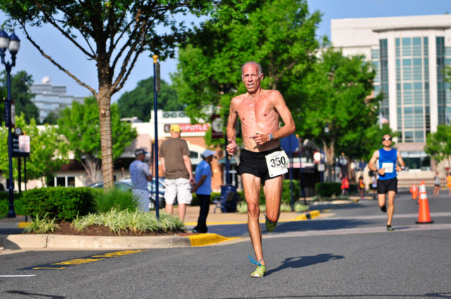Ted Poulos in typical summer racing attire. Photo: Potomac River Running 