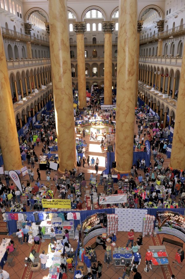 The Credit Union Cherry Blossom Ten Mile Expo at the National Building Museum. Photo courtesy of Credit Union Cherry Blossom Ten Mile 