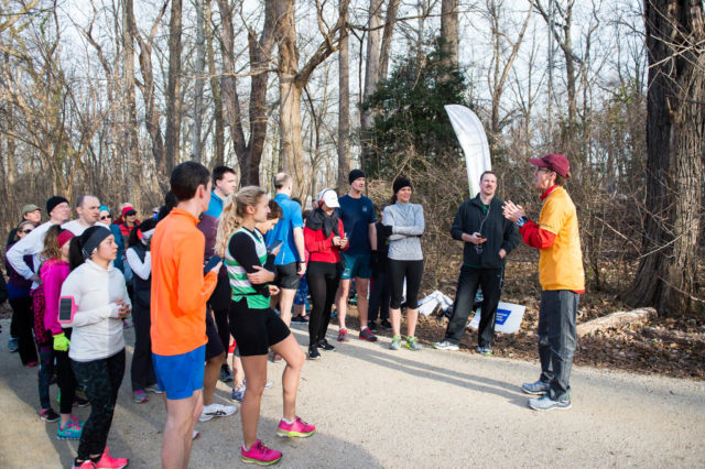 A Roosevelt Island parkrun crowd meets up in February 2017. Photo: Joy Asico 