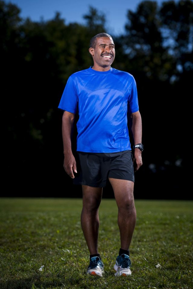 Look for Darrell wearing this shirt Sunday during the Marine Corps Marathon. He's shooting for the 3:20s and be wearing bib number 23533. Photo: Doug Stroud 