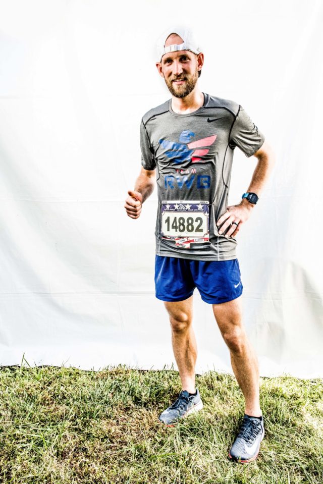 Photo By Doug Stroud Brent Shirley of Louisiana now residing in Ohio finished with a time of 3:08:49. This was his first Marine Corps Marathon but his 44th marathon in 33 states at the age of 31. Shirley's goal is to compete in a marathon in every state across the US.