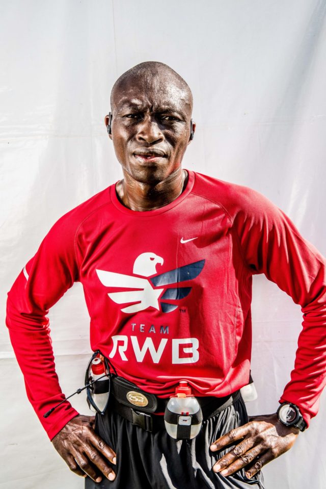 Photo By Doug Stroud William Smith from Sierra Leone, West Africa now resides at Andrews Air Force Base ran his first Marine Corps Marathon in 3:25:22. Not being familiar with the course Smith said he needed to manage his speed, "I'm glad with my time, I've done better than any of my other marathons, I'm glad with my time". Running for Red White and Blue, "Is one of the groups I admire for the fact of what they do for the veterans and that is I decided to run on them today". Smith will be running the Philadelphia Bell Marathon next month, the half on Saturday and full on Sunday.