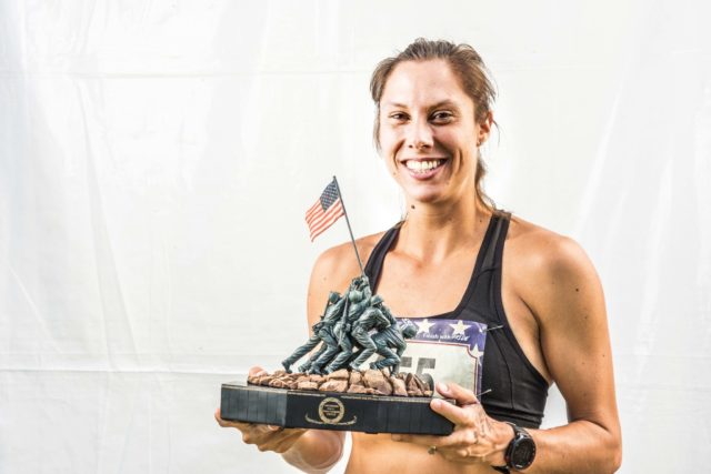 Photo By Doug Stroud Sarah Bishop finished fourth in the 2016 MCM, falling short of her goal of top three, so for 2017 she aspired to better her results. Doing that and more Bishop, (35), of Fairfax, VA took top honors in the Womens Division in the 2017 Marine Corps Marathon with a time of 2:45:07. After taking a long break from running, getting married and becoming a mother of four she started running again. Her sights are next on the California International Marathon in December and hopes to run a sub 2:45:00 time